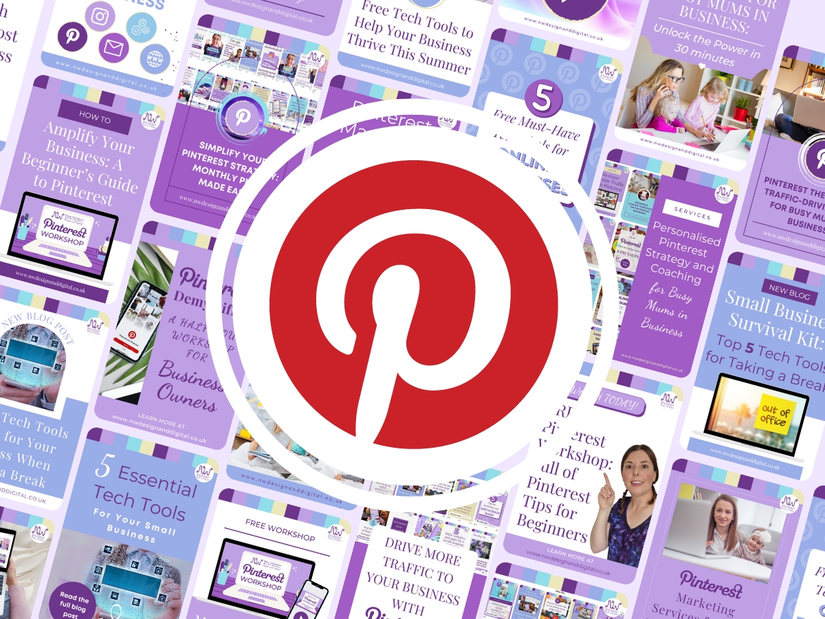 Is your Business Ready for Pinterest? Pinterest logo on a background of new wisdom design and digital pin visuals
